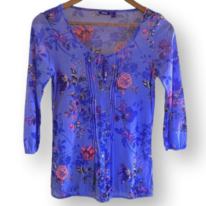 MEXX Blouse. Periwinkle blue floral.